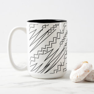 Black and White Chevron Zigzag Rand Två-Tonad Mugg