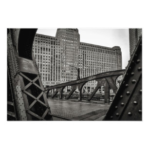 Black and White Chicago City View Fototryck
