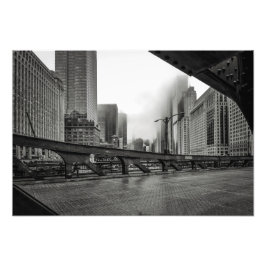 Black and White Chicago City View Photo Print Fototryck