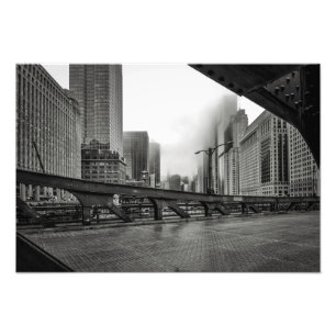 Black and White Chicago City View Photo Print Fototryck