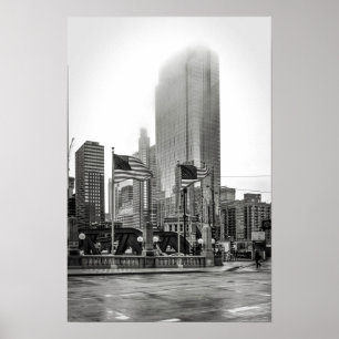 Black and White Chicago City View Photo Print Poster