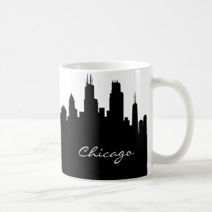 Black and White Chicago Skyline Kaffemugg