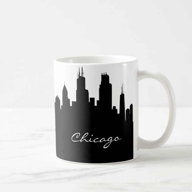 Black and White Chicago Skyline Kaffemugg (Höger)
