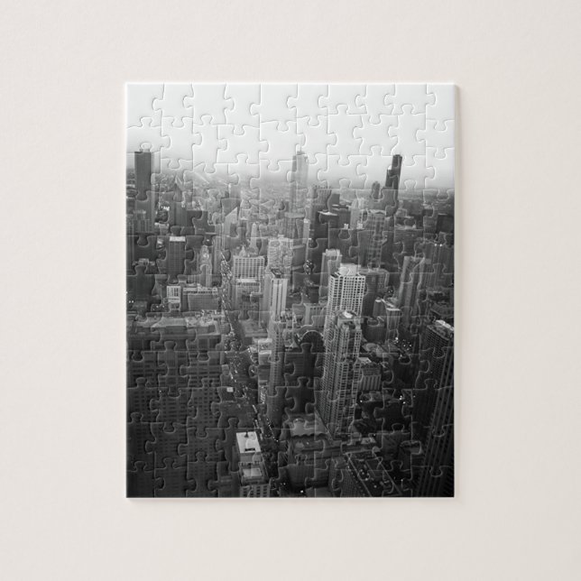 Black and White Chicago Skyline Pussel (Vertikal)