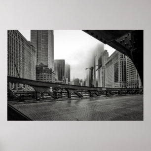 Black and White Chicago View-fotografi Poster