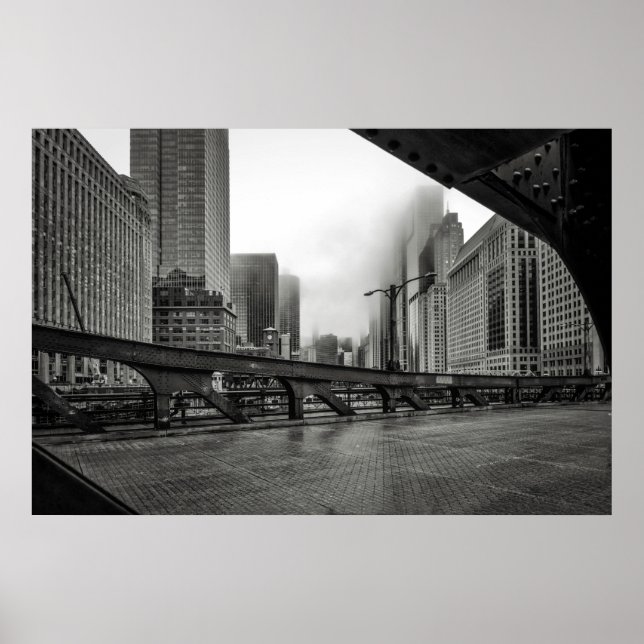 Black and White Chicago View-fotografi Poster (Framsidan)