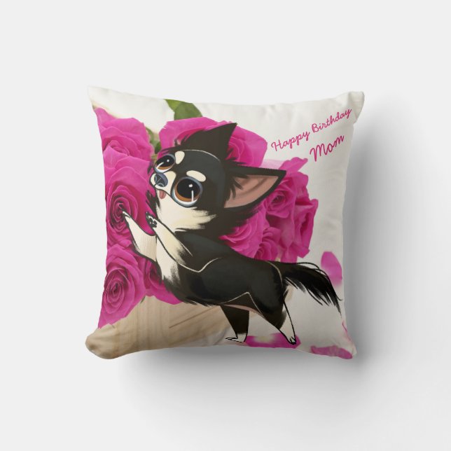 Black and White Chihuahua Pillow Kudde (Framsida)