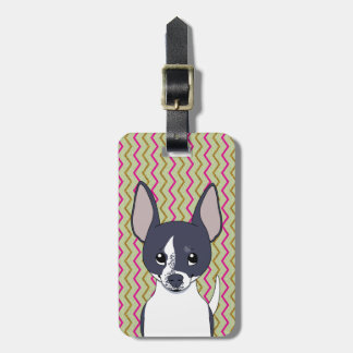 Black and White Chihuahua Rosa Grönt Guld Chevron Bagagebricka