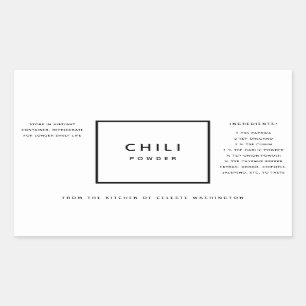 Black and White Chili Powder Spice Blend Rektangulärt Klistermärke