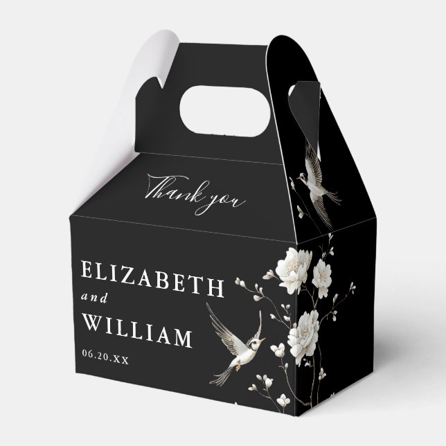 Black and White Chinoiserie Bröllop Tack Presentaskar (Framsidan Sidan)