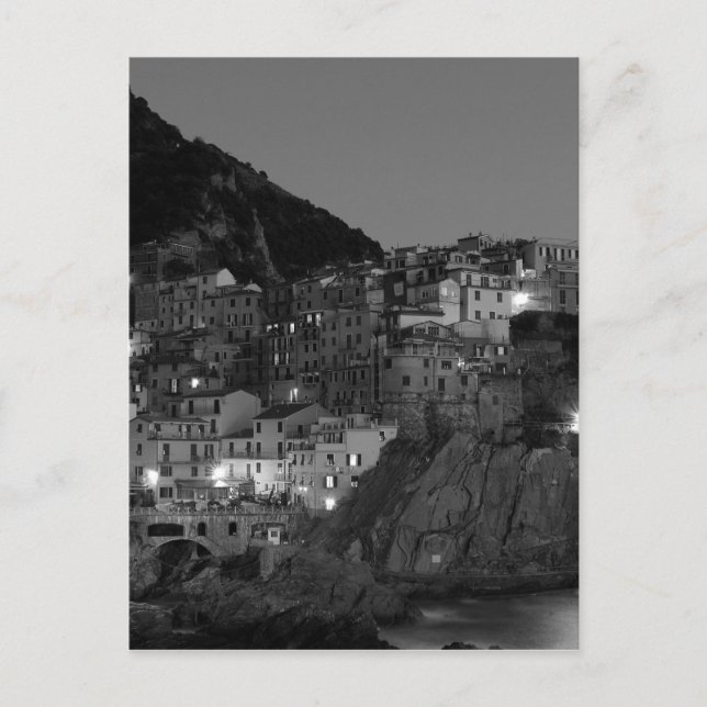 Black and White Cinque Terre Vykort (Framsida)