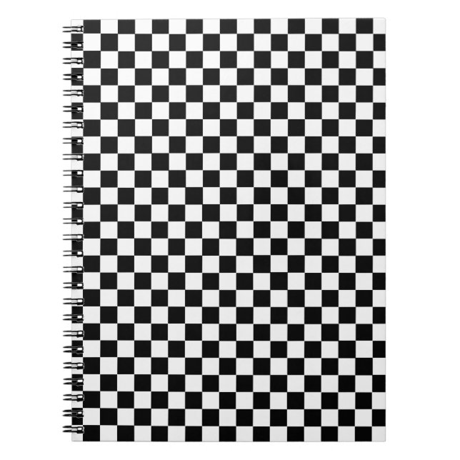 Black and White Classic Checkerboard av STaylor Anteckningsbok Med Spiral (Framsidan)