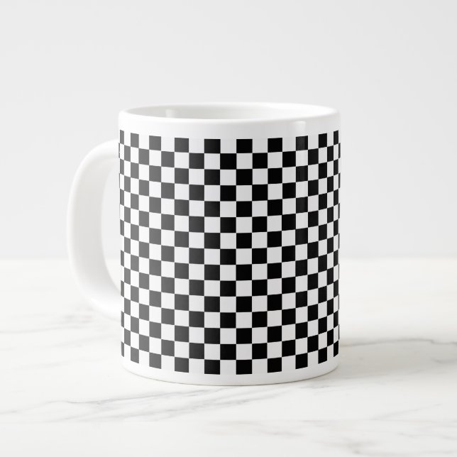 Black and White Classic Checkerboard av STaylor Jumbo Mugg (Framsida vänster)