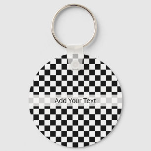 Black and White Classic Checkerboard av STaylor Nyckelring