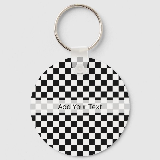Black and White Classic Checkerboard av STaylor Nyckelring (Framsida)