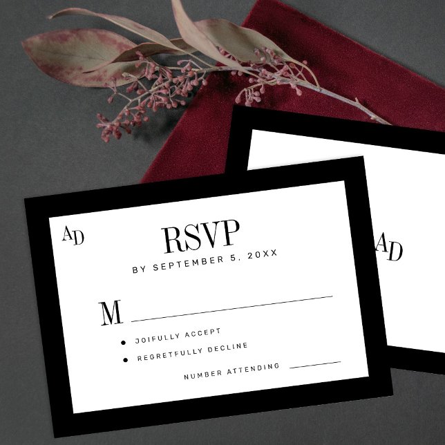 Black and white classic formal old money wedding OSA kort (Skapare uppladdad)