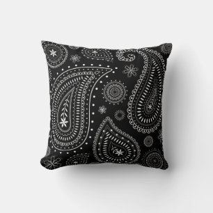 Black and White Classic Paisley Charm Kudde