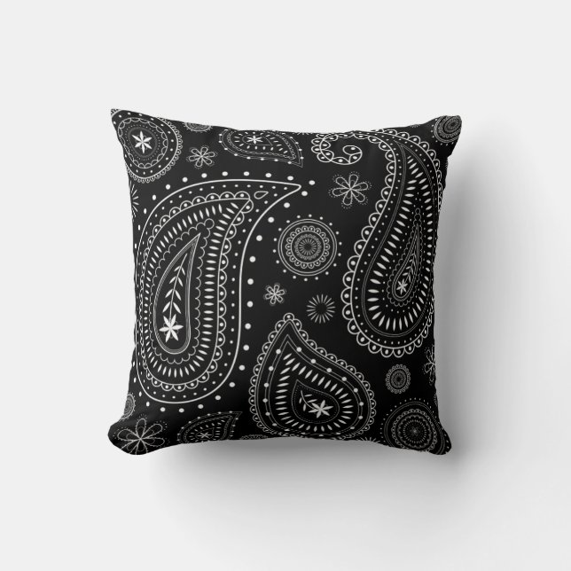 Black and White Classic Paisley Charm Kudde (Framsida)