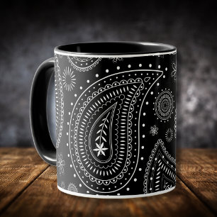 Black and White Classic Paisley Charm Mugg