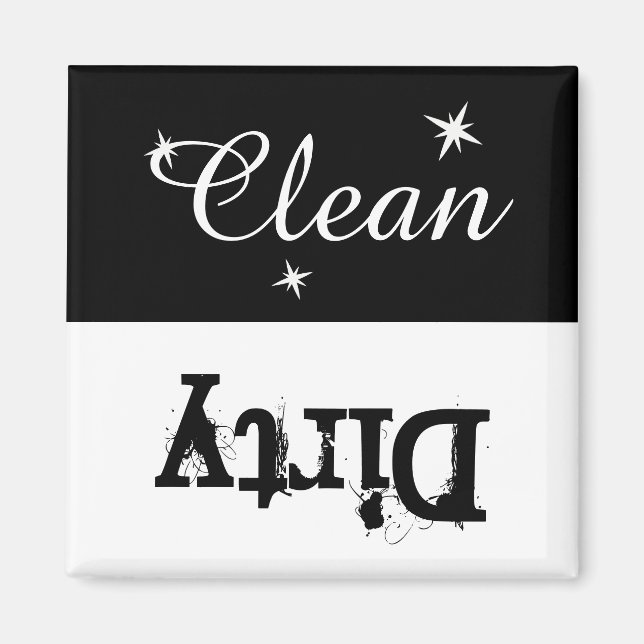 Black and White Clean Dirty Magnet for Dishwasher (Framsidan)