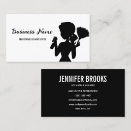 Black and white Cleaning Service Housekeeper Maid Visitkort