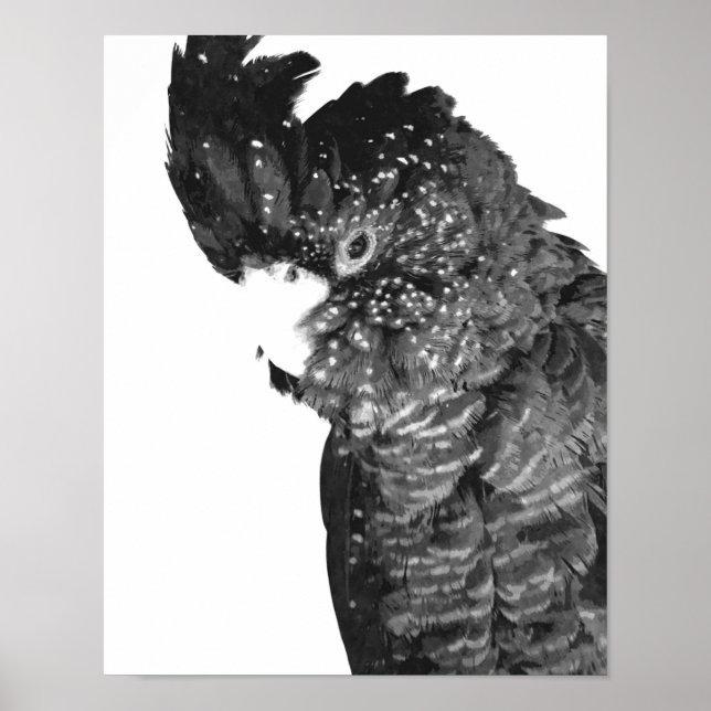 Black and White Cockatoo Porträtt Poster (Framsidan)