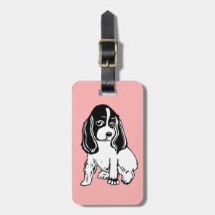 Black and White Cocker Spain Rosa Luggage Tag Bagagebricka