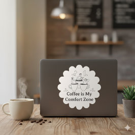 Black and White Coffee Comfort Zone Sticker Fyrkantigt Klistermärke