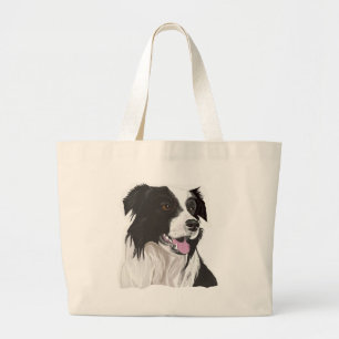 Black and White Collie med Brown öga Jumbo Tygkasse
