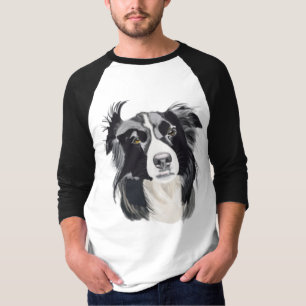 Black and White Collie med Brown öga T Shirt