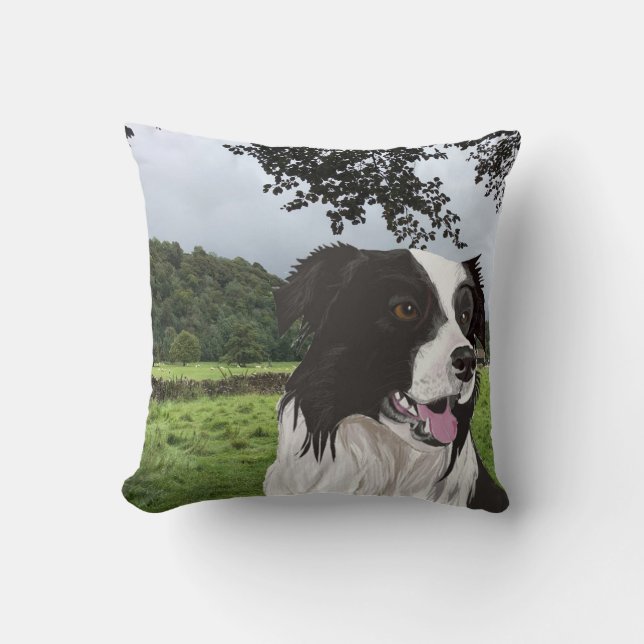 Black and White Collie mot Yorkshire-scenen Kudde (Framsida)