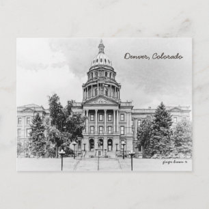 Black and White, Colorado State Huvudstad Bldg #1 Vykort