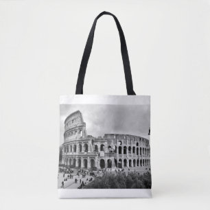 Black and White Colosseum Rom Tote Bag Tygkasse