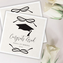 Black and White Coquette Bow Girl Studentfest Pappersservett