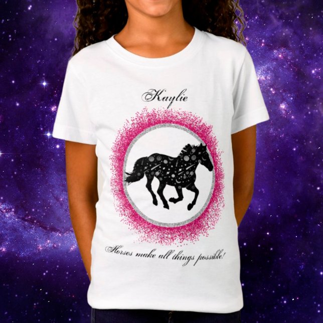 Black and White Cosmic Horse T-Shirt (Skapare uppladdad)