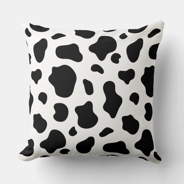 Black and White Cow Print Pillow Decorative Farmho Kudde (Framsida)
