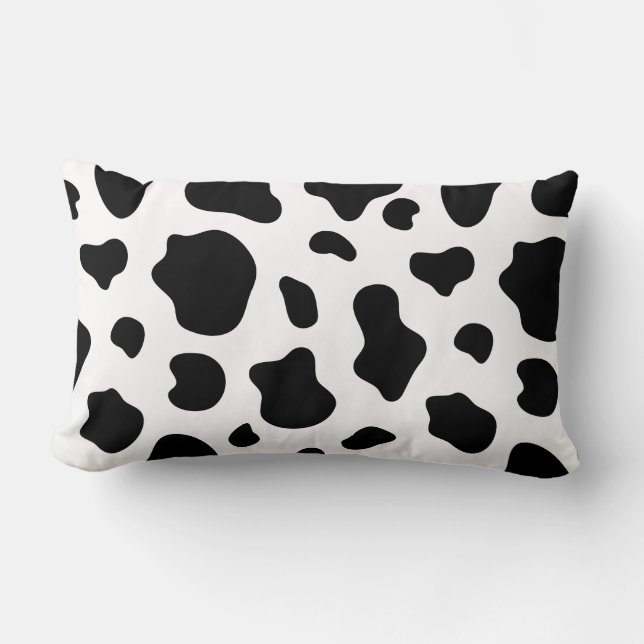 Black and White Cow Print Pillow Decorative  Lumbarkudde (Framsida)