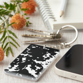 Black and White Cowhide Cowboy Nyckelring