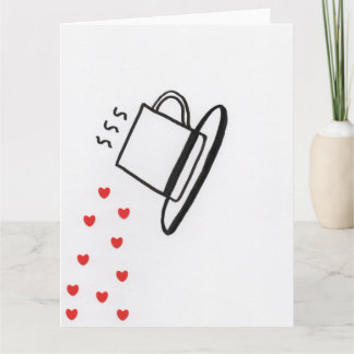 Black and White Cup with Red Hearts Pouring Kort