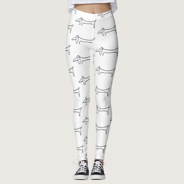 Black and White Dachshund Legings Leggings (Framsida)