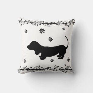 Black and White Dachshund Silhouette Dekorativ kud Kudde