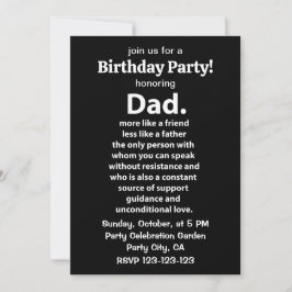 Black and White Dad Daddy Quote Birthday Party Inbjudningar