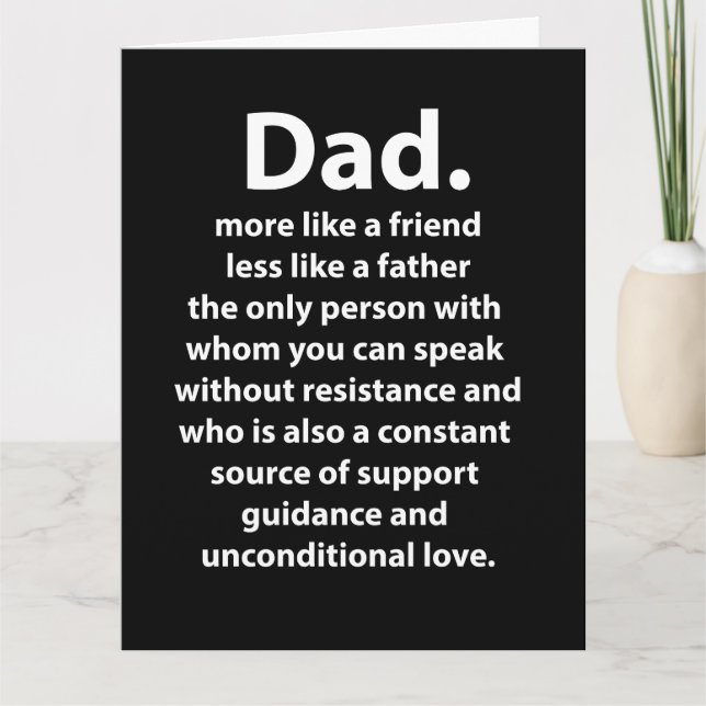 Black and White Dad Daddy Quote  Kort (Framsida)