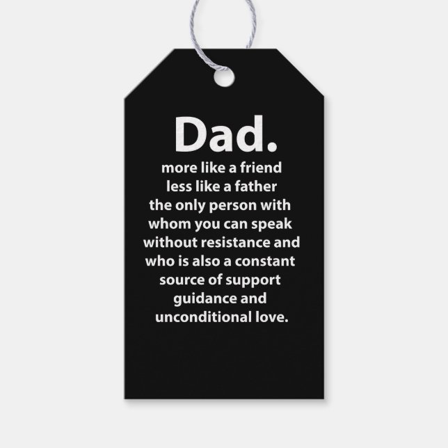 Black and White Dad Daddy Quote  Presentetikett (Framsidan)