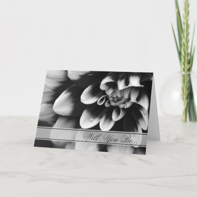 Black and White Dahlia blir min Bridesmaid Inbjudan (Framsida)