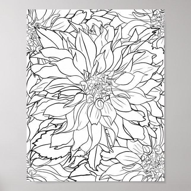 Black and White Dahlia Flower Poster (Framsidan)