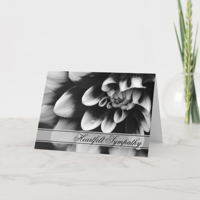 Black and White Dahlia Sympathy Kort (Framsida)