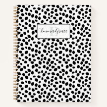 Black and white Dalmatian spot pattern notebook
