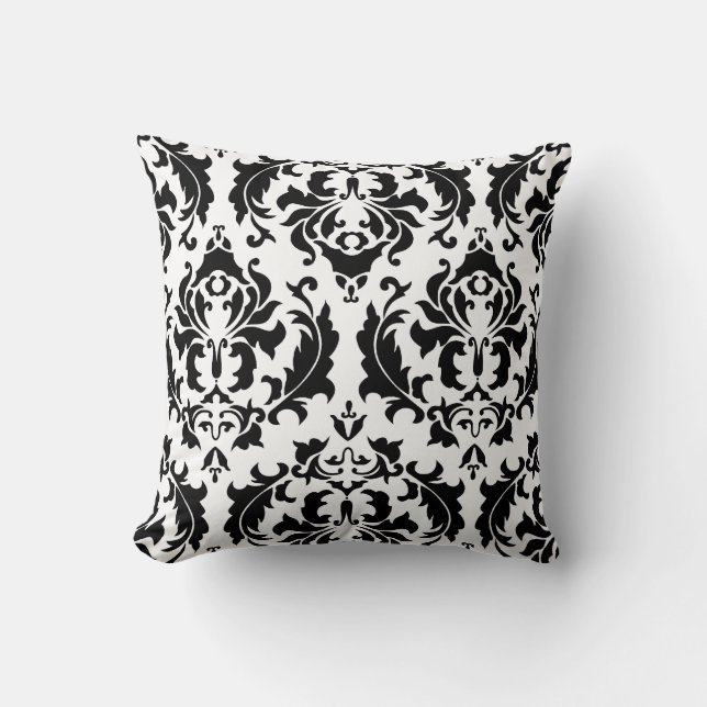 Black and White Damask American MOJO Pillow Kudde (Framsida)