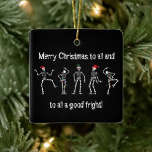 Black and White Dancing jul Skeleton  Julgransprydnad Keramik